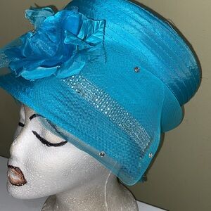 Pretty Turquoise Church Dress Hat by Sierra Millinery